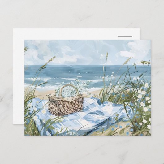 Lichtblauw en wit kustlandschap briefkaart (Voorkant / Achterkant)