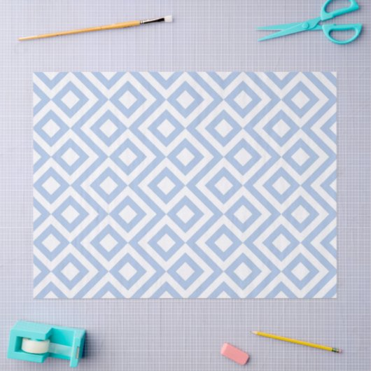 Lichtblauw en wit Meander Tissue Paper Tissuepapier (Craft)