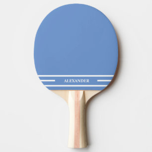 Lichtblauw en wit Ping Pong Paddle met Naam Tafeltennisbatje