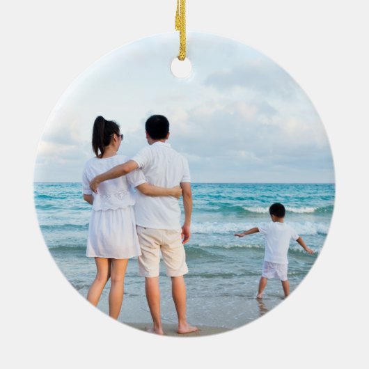 Lichtblauw en wit Seashell gepersonaliseerd Keramisch Ornament (Achterkant)