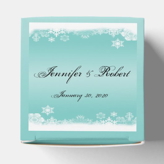 Lichtblauw en wit Sneeuwvlok Bruiloft Favor Box Bedankdoosjes (Bovenkant)