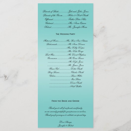 Lichtblauw en wit Sneeuwvlokken Trouwprogramma Programmakaart (Achterkant)