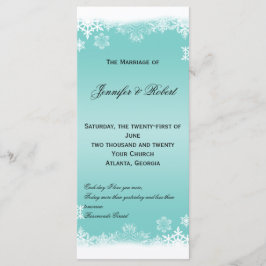 Lichtblauw en wit Sneeuwvlokken Trouwprogramma Programmakaart