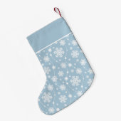 Lichtblauw en wit vloeiend sneeuwvlokpatroon kleine kerstsok (Achterkant (Hangend))