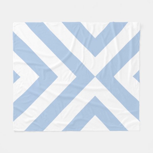 Lichtblauw en witte Chevrons Fleece Deken (Voorkant (Horizontaal))