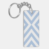 Lichtblauw en witte Chevrons Sleutelhanger (Voorkant Links)