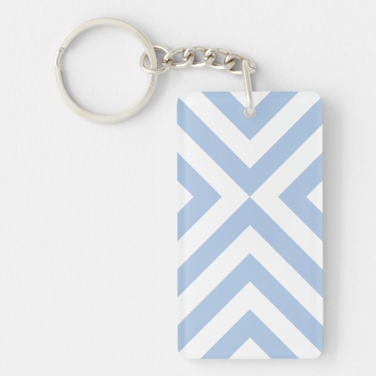 Lichtblauw en witte Chevrons Sleutelhanger (Voorkant)