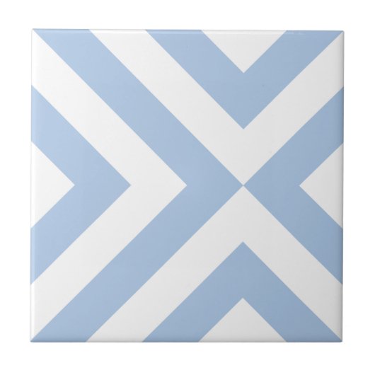 Lichtblauw en witte Chevrons Tegeltje (Voorkant)