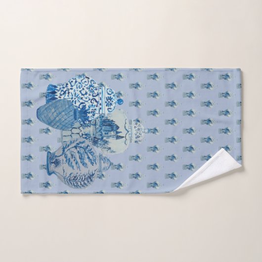Lichtblauw en witte gember jars handdoek (Handdoek)