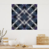 Lichtblauw en Witte Geometrische Rooster Poster (Keuken)