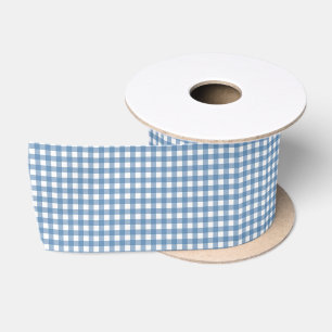 LICHTBLAUW EN WITTE GINGHAM SATIN RIBBON SATIJNEN LINT