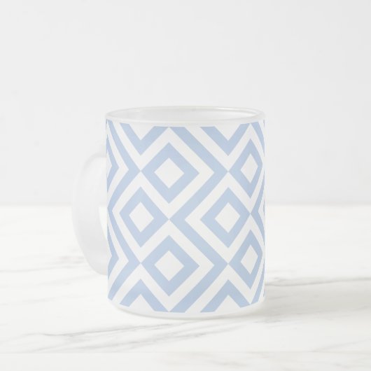 Lichtblauw en witte mander matglas koffiemok (Voorkant links)