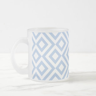 Lichtblauw en witte mander matglas koffiemok