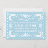 Lichtblauw en witte papel picado Quinceañera Kaart (Voorkant)