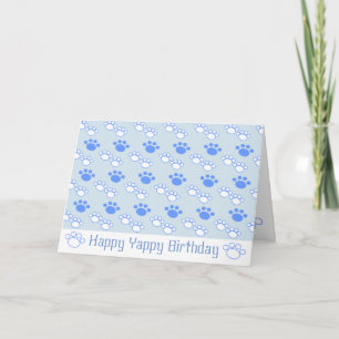 Lichtblauw en witte paw-Birthday-kaart Kaart