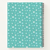 Lichtblauw en witte sterren op Blauwgroen Notitieb Notitieboek (Achterkant)
