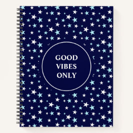 Lichtblauw en witte sterren op Navy Blue Notitieboek
