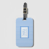 Lichtblauw en witte strepen Aangepast Bagagelabel  (Voorkant (verticaal))