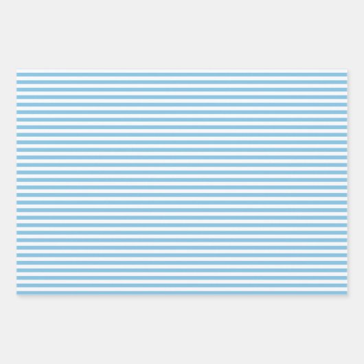 Lichtblauw en witte strepen Chevron Polka Dots Inpakpapier Vel (Voorkant 2)