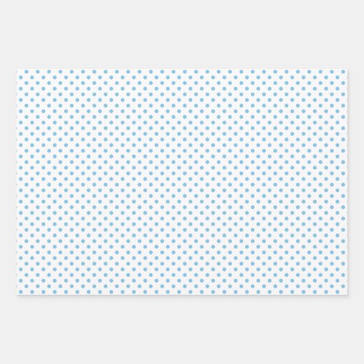 Lichtblauw en witte strepen Chevron Polka Dots Inpakpapier Vel (Voorkant)