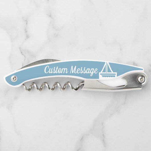 lichtblauw en witte zeilschroef kurkentrekker (Achterkant)