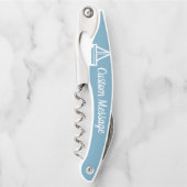  lichtblauw en witte zeilschroef kurkentrekker (Voorkant)