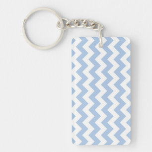 Lichtblauw en witte zigzag sleutelhanger
