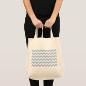 Lichtblauw en witte zigzag tote bag (Voorkant (product))