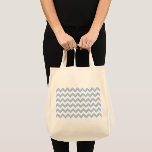 Lichtblauw en witte zigzag tote bag (Voorkant (product))