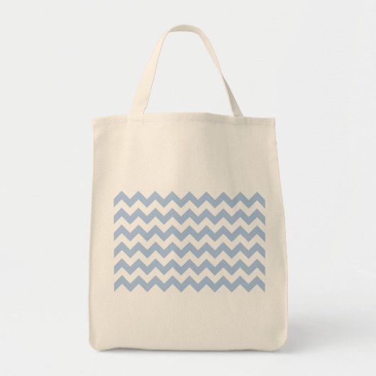 Lichtblauw en witte zigzag tote bag (Voorkant)