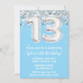 Lichtblauw en zilver 13e verjaardag kaart (Voorkant)