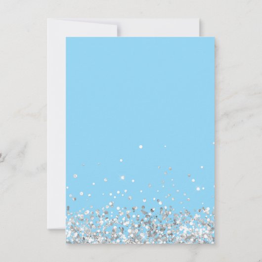 Lichtblauw en Zilver Partij Dank U Kaart (Achterkant)