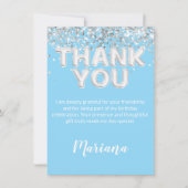 Lichtblauw en Zilver Partij Dank U Kaart (Voorkant)