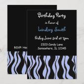 Lichtblauw en zwarte uitnodiging van de Dag van de (Voorkant / Achterkant)