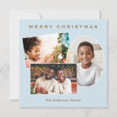 Lichtblauw Faux Gold 3 Foto's Galerij Kerstmis Feestdagenkaart (Voorkant)