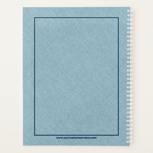 Lichtblauw faux linnen & blauwe octopus planner (Achterkant)