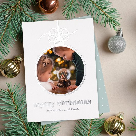 Lichtblauw feestelijk foto in kerstversiering folie feestdagenkaart