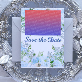 Lichtblauw floreel briefkaart