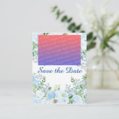 Lichtblauw floreel briefkaart (Staand voorkant)