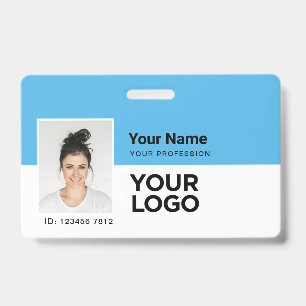 Lichtblauw Foto Bar of Qr Code Logo Naam Badge