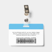 Lichtblauw Foto Bar of Qr Code Logo Naam Badge (Achterkant met clip)