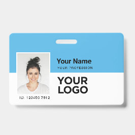 Lichtblauw Foto Bar of Qr Code Logo Naam Badge