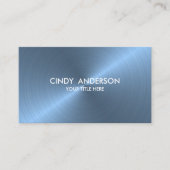 Lichtblauw geborsteld metaal glans visitekaartje (Voorkant)