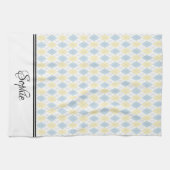 Lichtblauw & geel Gepersonaliseerd Theedoek (Horizontaal)