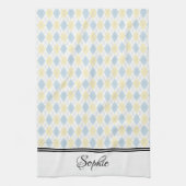 Lichtblauw & geel Gepersonaliseerd Theedoek (Verticaal)