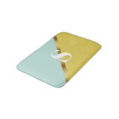 Lichtblauw Geel Gouden Monogram Badmat (Gekanteld)