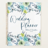 Lichtblauw Geel Groen Bloem Bruiloftsplanner Planner (Voorkant)