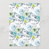 Lichtblauw Geel Groen Bloemen Bruiloft Menu (Achterkant)