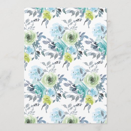 Lichtblauw Geel Groen Bloemen Bruiloft Menu (Achterkant)