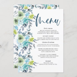 Lichtblauw Geel Groen Bloemen Bruiloft Menu